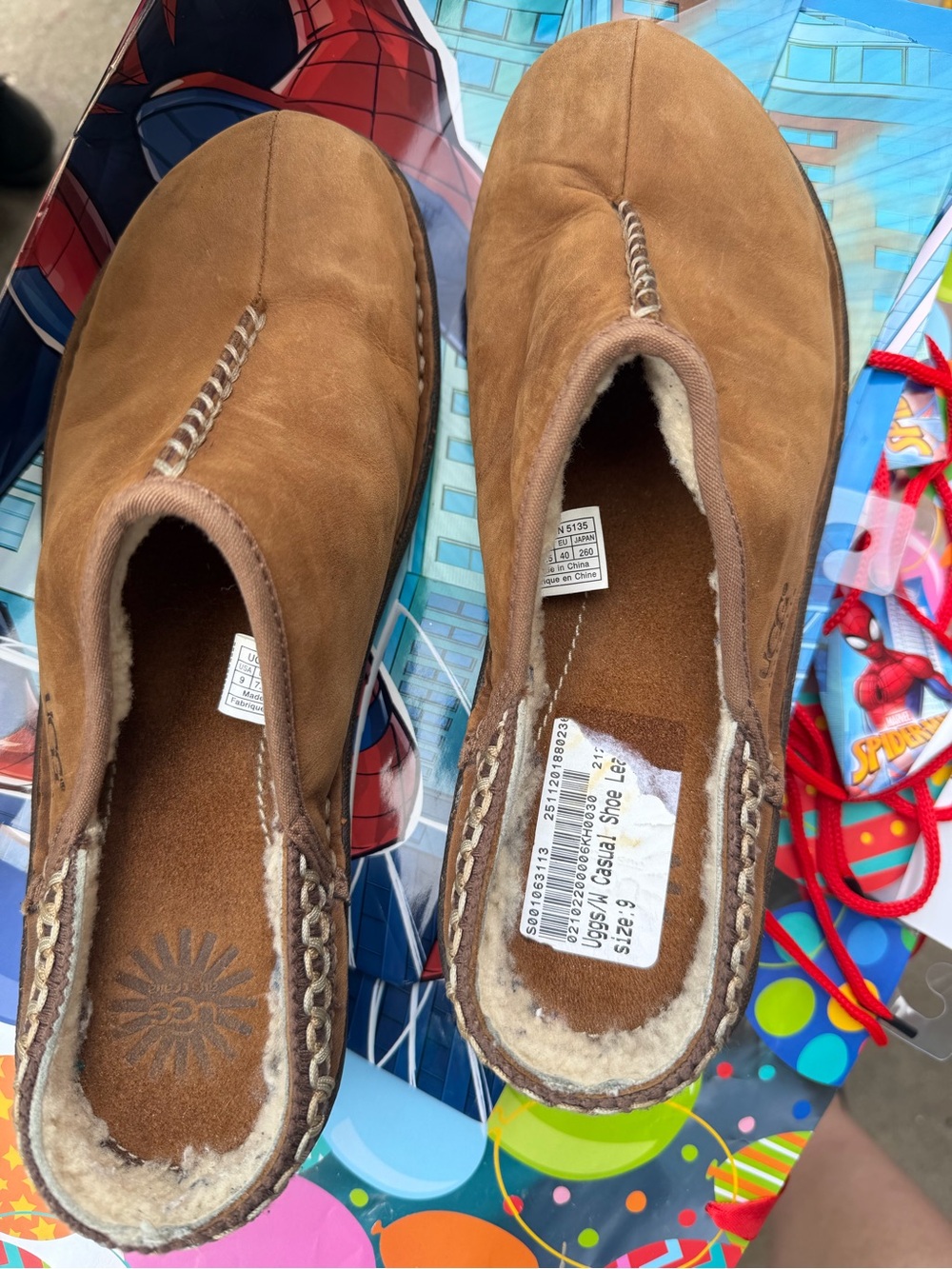 UGG Chestnut Suede Slip-On Shearling-Lined Slippers